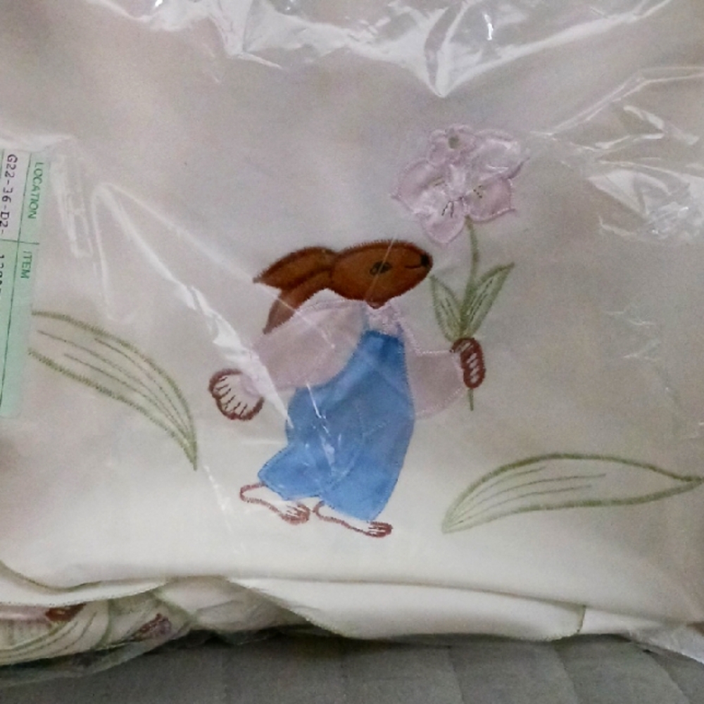 Easter Bunny Embroidered Tablecloth 70in Round